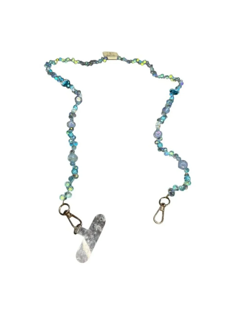 Blue Turquoise Iridescent Beaded Lanyard – 48